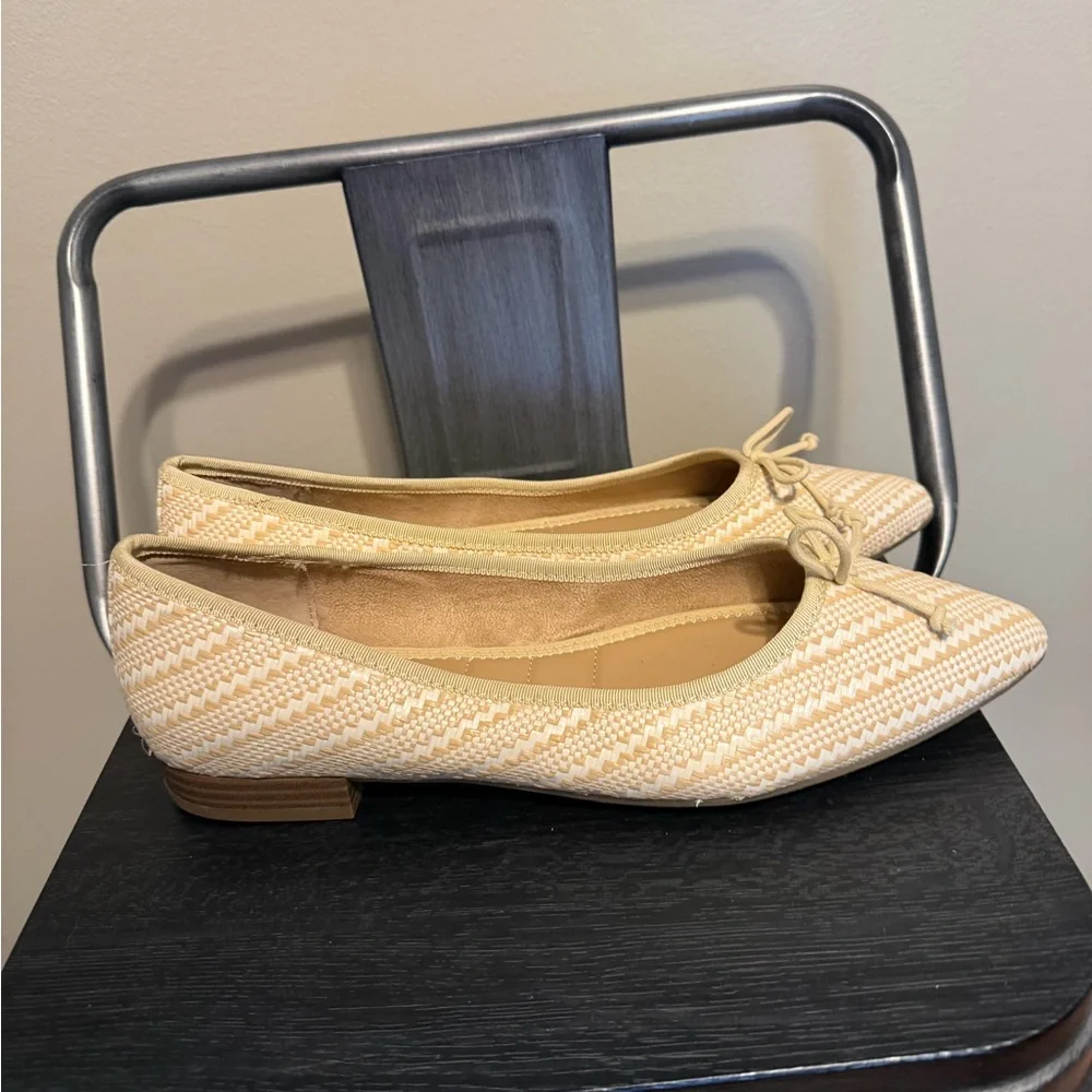 Kelly & Katie Abby Woven Pointed Toe Ballet Flats Bow Tan Beige 11M - Picture 4 of 13
